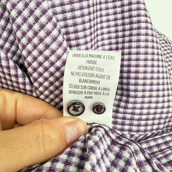 Robert Graham Woven Button Front Long Sleeve Casual Shirt Purple White Check M - Picture 7 of 9